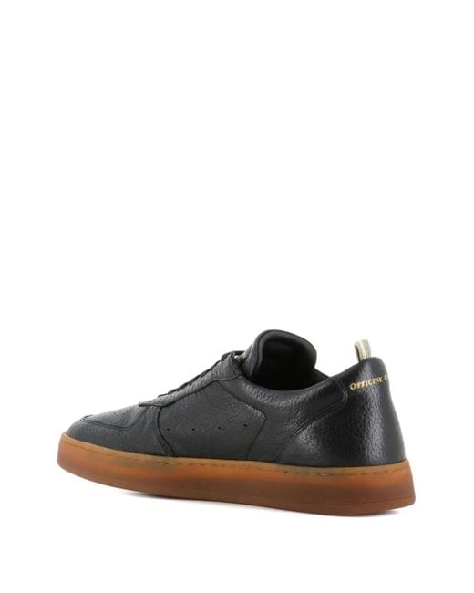 Officine Creative Black Leather Textured Sneakers for men