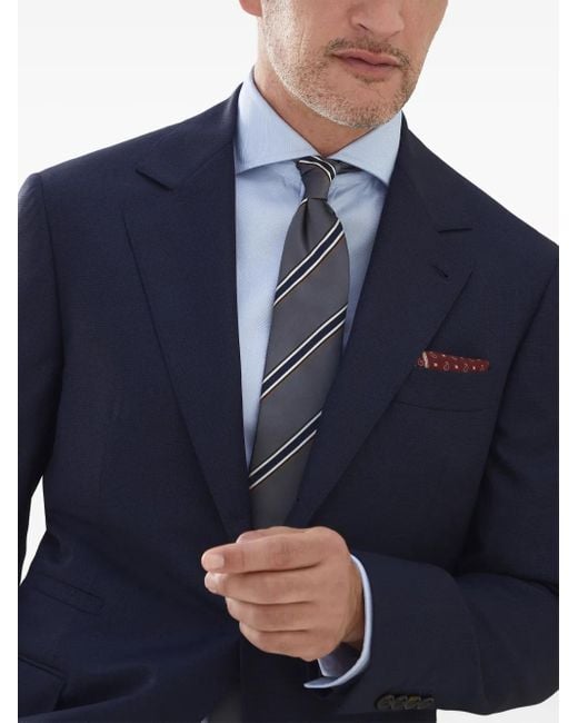 Brunello Cucinelli Blue Single-Breasted Virgin-Wool Blazer for men