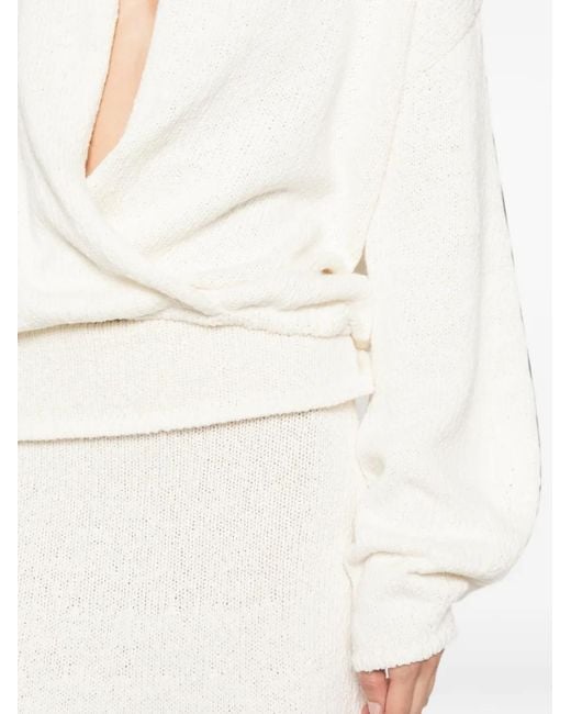 AYA MUSE White Kena Wrap-Style Sweater