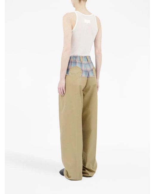 Maison Margiela Natural X Pendleton Yoke-Detail Trousers