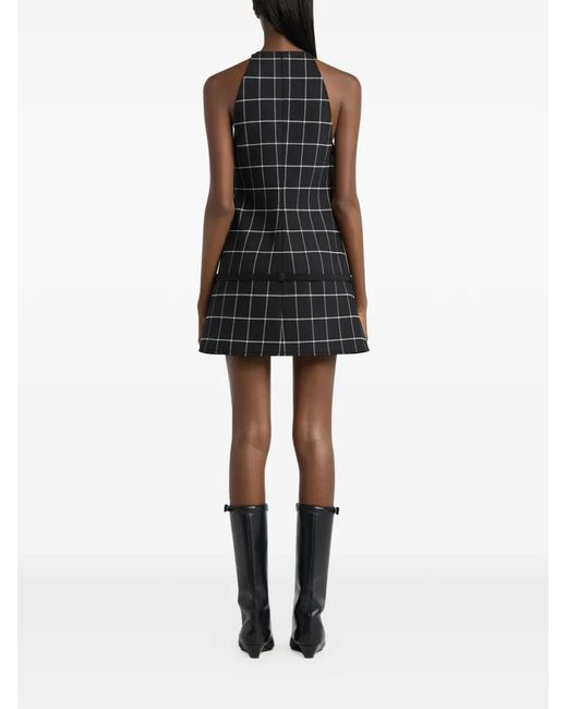 Courreges Black Checked-Pattern A-Line Mini Dress