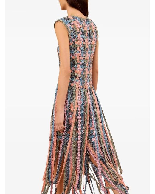 Ulla Johnson White Alexis Fringe-Trimmed Knit Maxi Dress