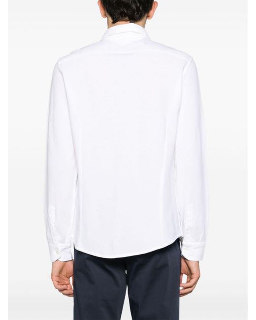 Drumohr White Piqué-weave Cotton Shirt for men