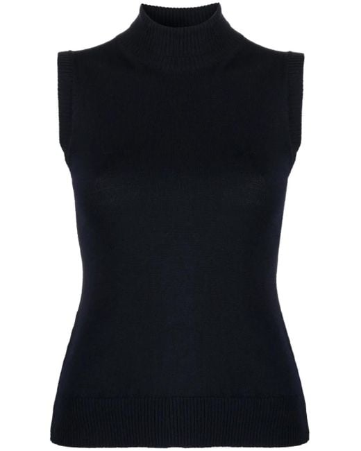 Sportmax Black Roll-Neck Virgin-Wool Vest