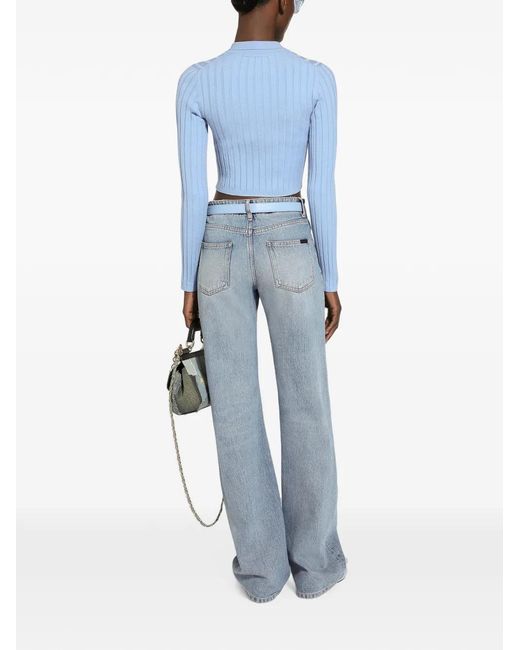 Dolce & Gabbana Blue Patch Pockets Tapered-Legged Jeans
