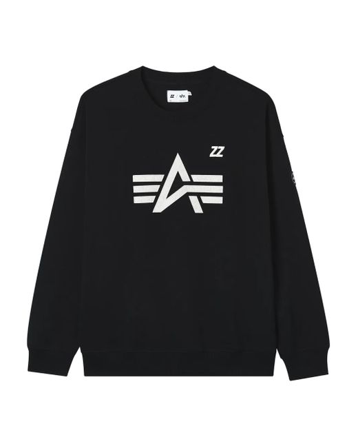 Izzue Black Logo-Printcrew Neck Sweatshirt for men