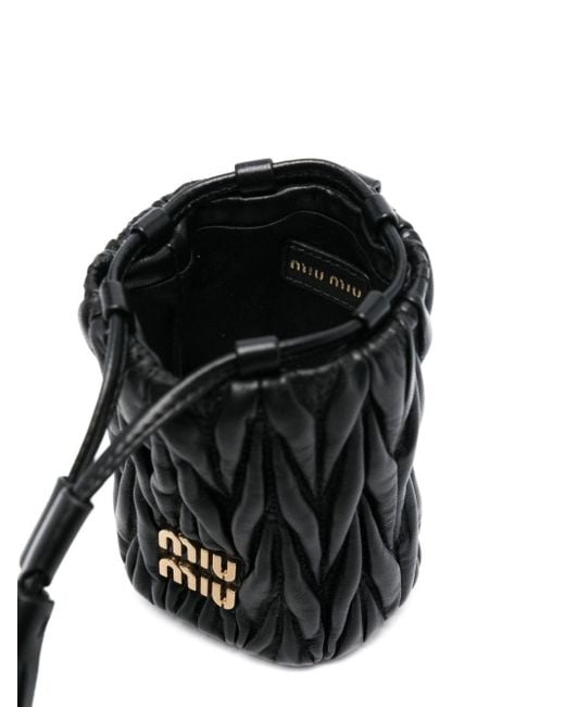 Miu Miu Black Mini Matelassé-Tasche mit Logo