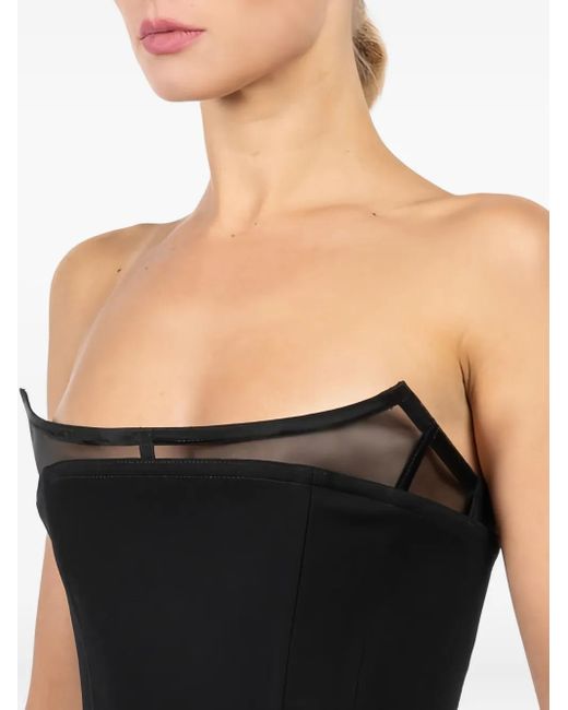 Blumarine Black Mesh Crepe Top