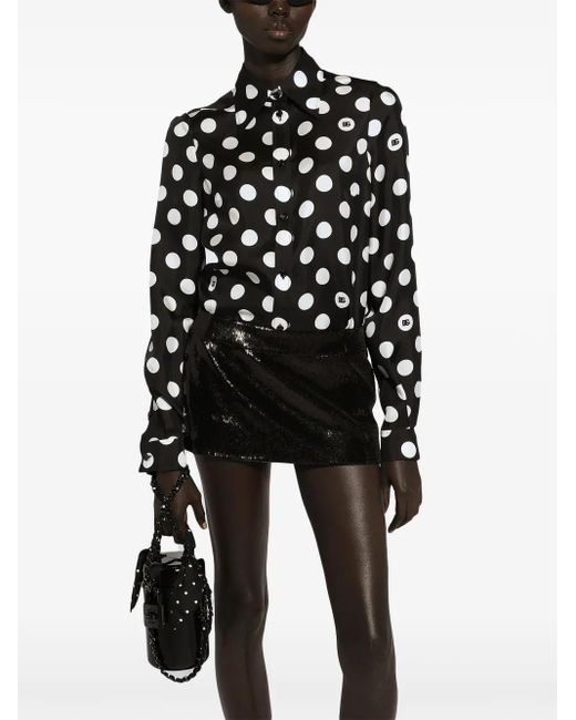 Dolce & Gabbana Black Polka-Dot Silk Twill Shirt for men