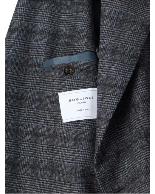 Blazer Doppiopetto A Quadri di Boglioli in Blue da Uomo