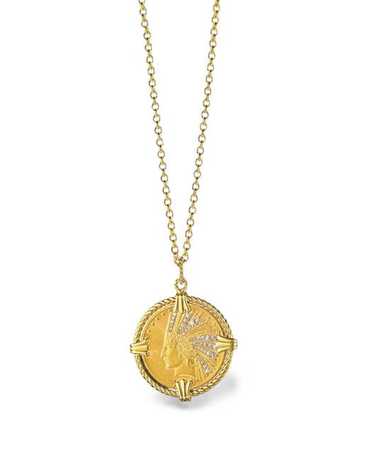 Verdura Metallic Ten Buck Diamond Pendant Necklace