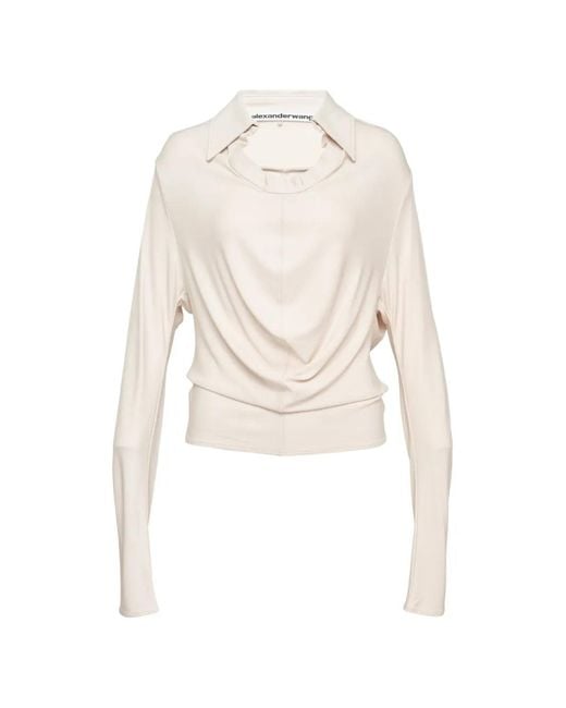 Alexander Wang White Cowl-Neck Draped Top