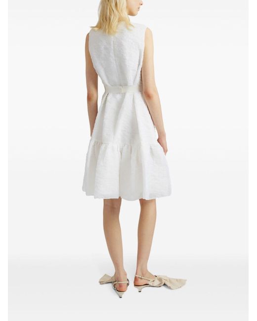 Erdem White Maple Organza-Cloque-Kleid mit Gürtel