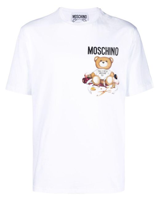 Moschino White Teddy Bear Motif T-shirt for men