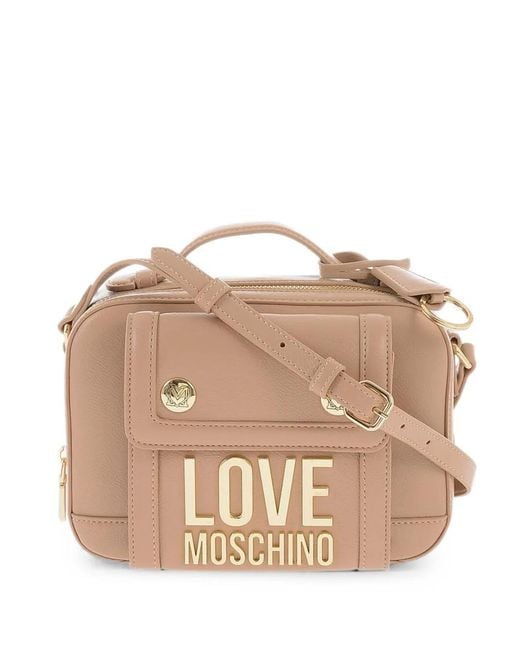 Moschino Natural Logo-Plaque Shoulder Bag