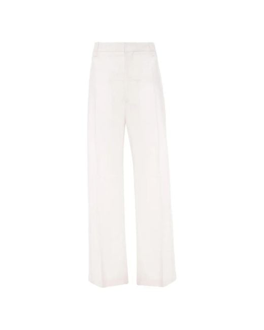 Victoria Beckham White Straight-Leg Folded Trousers