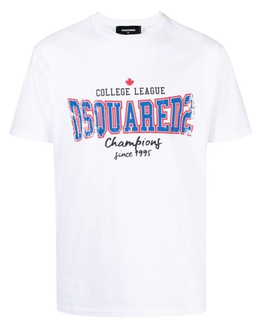 メンズ DSquared² College ロゴ Tシャツ White