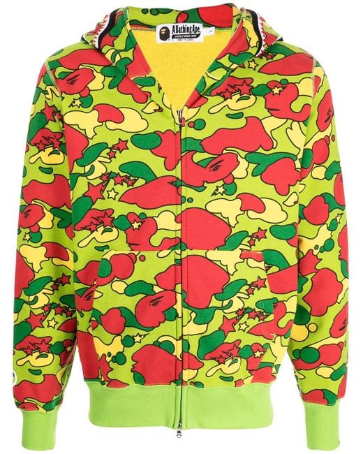 A Bathing Ape Green All-over Print Hoodie for men