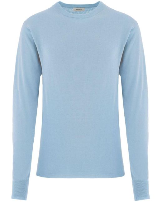 Ferragamo Blue Fine-knit Cotton Jumper for men