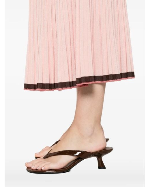 Zimmermann Pink Contrast Rib Midi Skirt