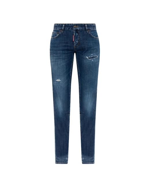 DSquared² Blue Jenna Distressed Faded-Effect Jeans