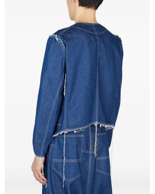 Sulvam Blue Asymmetric Denim Jacket for men