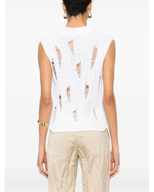 Gauchère White Distressed Cotton Vest