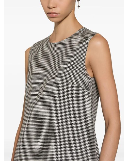 Dolce & Gabbana Gray Houndstooth-Pattern Wool Dress