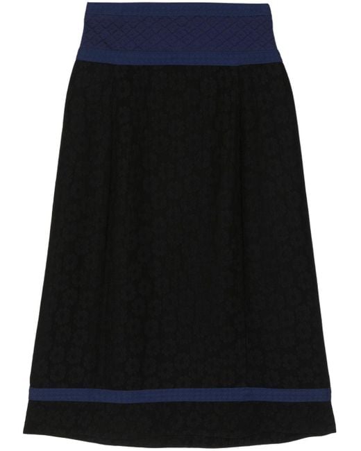 Ports 1961 Black High-waisted Jacquard Skirt