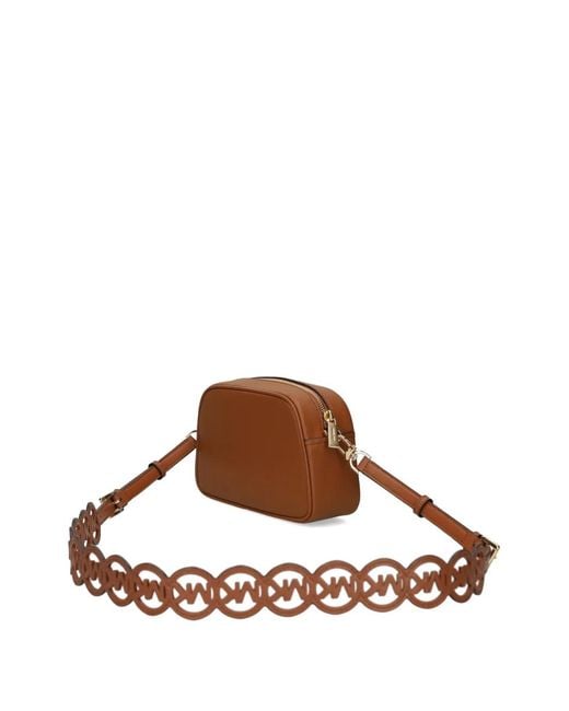 MICHAEL Michael Kors Brown Logo-Cutout Leather Shoulder Bag