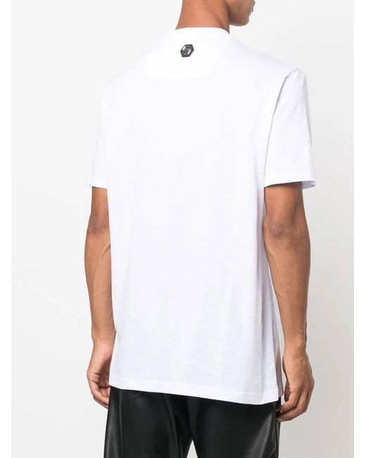 Philipp Plein White Logo-Appliqué Cotton T-Shirt for men