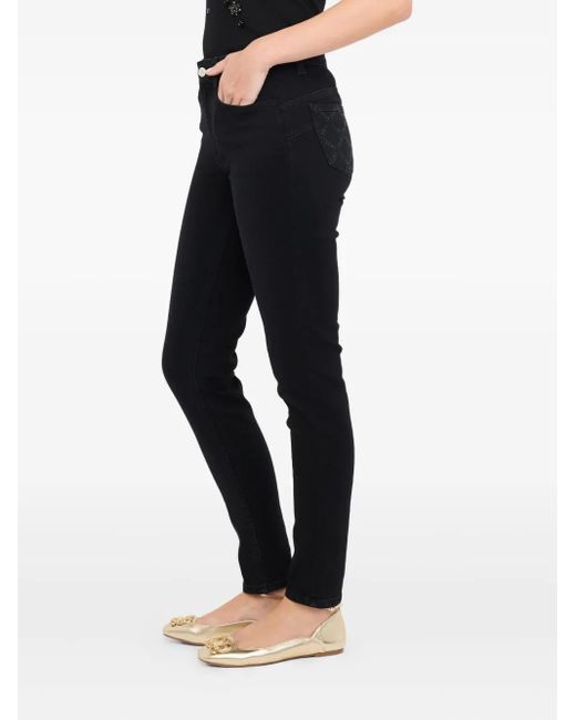 Liu Jo Blue Rhinestone-Embellished Skinny Jeans
