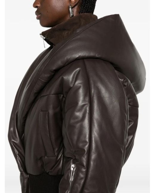 The Attico Black Quilted Hooded Jacket