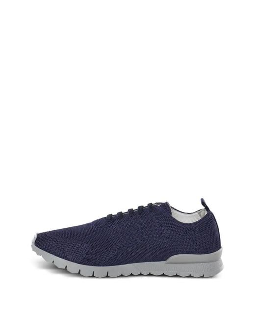 Kiton Blue Textured Sneakers for men