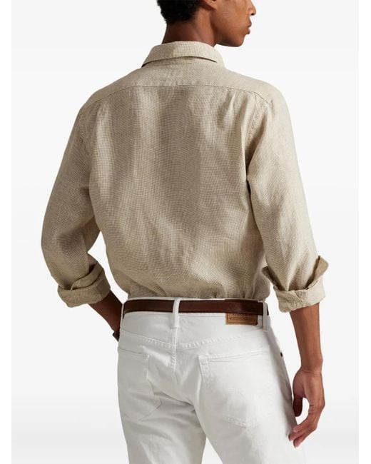 Polo Ralph Lauren White Long-Sleeve Linen Shirt for men