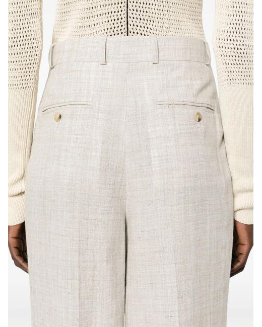 Totême White Double-Pleated Tailored Trousers