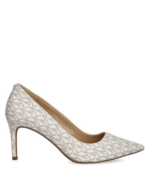 Michael Kors White Monogram Heeled Pumps