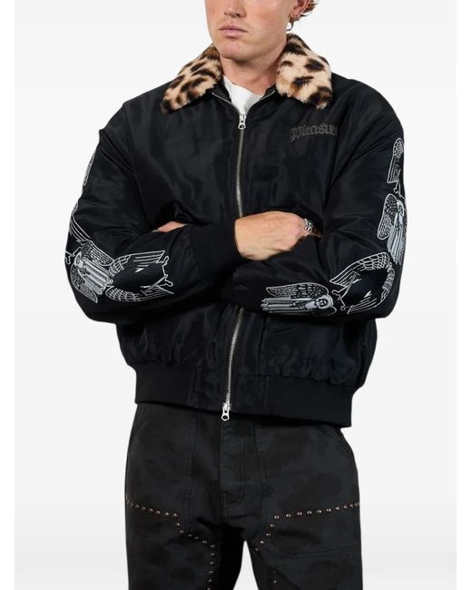 Pleasures Black Long-Sleeve Logo-Detail Jacket for men