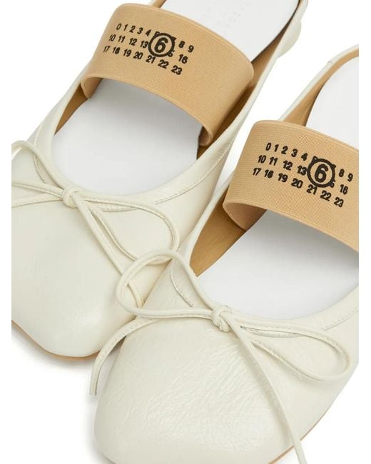 MM6 by Maison Margiela White Smooth Leather Anatomical Ballerina