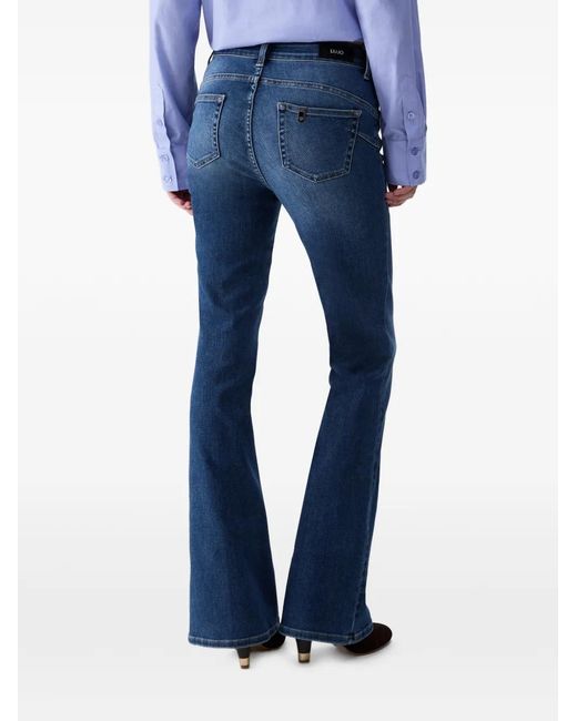 Liu Jo Blue Bootcut Jeans With Rhinestones