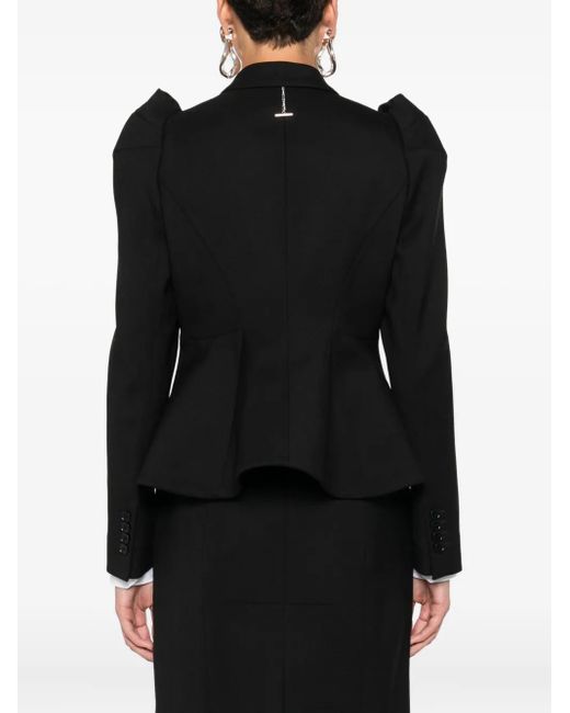 McQueen Black Puff-Sleeve Double-Breasted Jacket