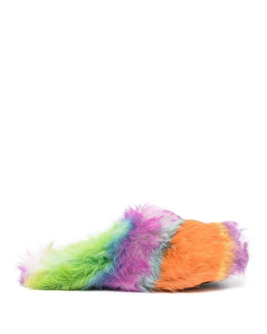 Marni Multicolor Colour-block Faux-fur Slippers for men