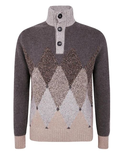 Ballantyne Diamond-pattern moulinè wool sweater in Brown für Herren