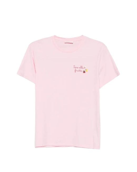 Mc2 Saint Barth Pink Emilie Embroidered-Motif Cotton T-Shirt