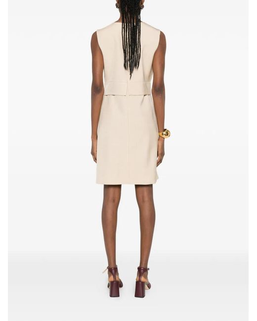 P.A.R.O.S.H. Natural Rania Belt Sleeveless Mini Dress