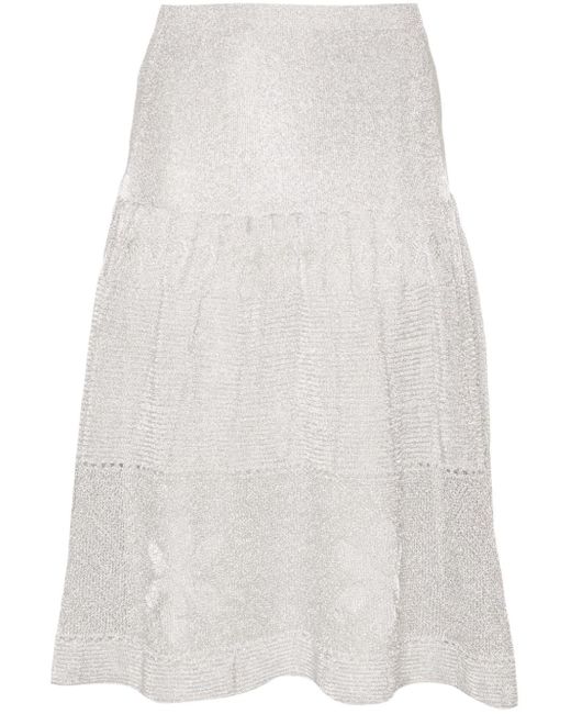 Paloma Wool White Lamé Knitted Mini Skirt