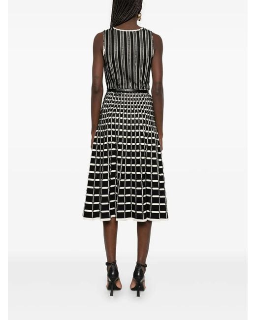 Elisabetta Franchi Black Micro-Ruffles Detailed Midi Dress