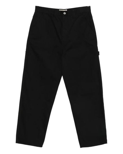 Stussy Black Straight-Leg Logo-Patch Trousers