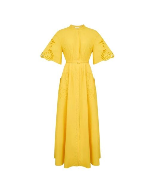 Acler Yellow Balwest Cutout Embroidered Maxi Dress