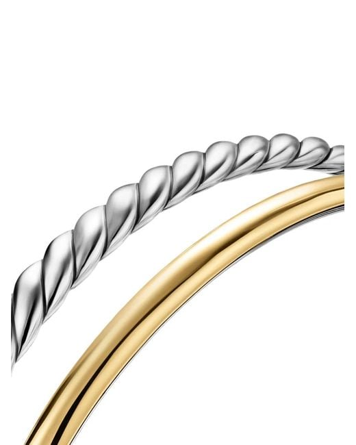 David Yurman Metallic 18K And Sterling Dy Mercer Two Row Bangle
